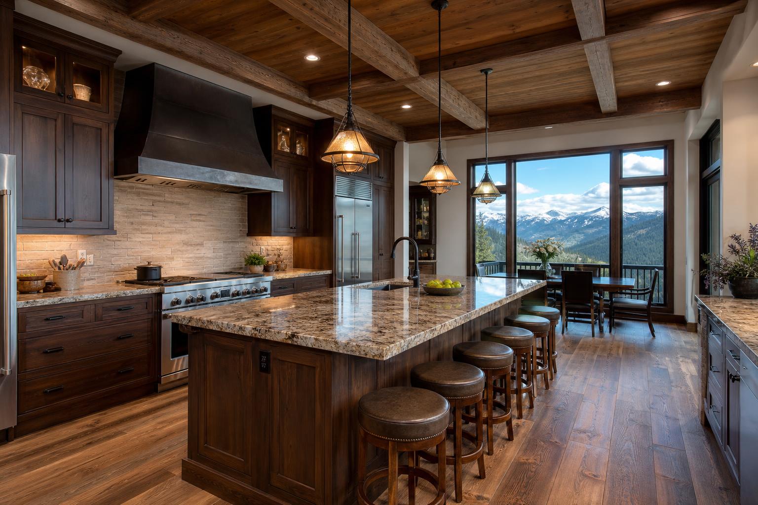 Custom kitchen with mountain view